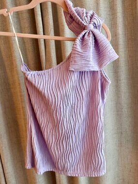 Lavender One Shoulder Bow Top- Shein- Small